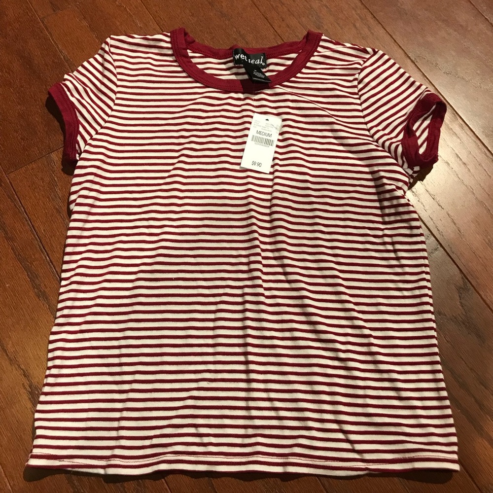 FINAL PRICE: Wet Seal Maroon Striped T-Shirt